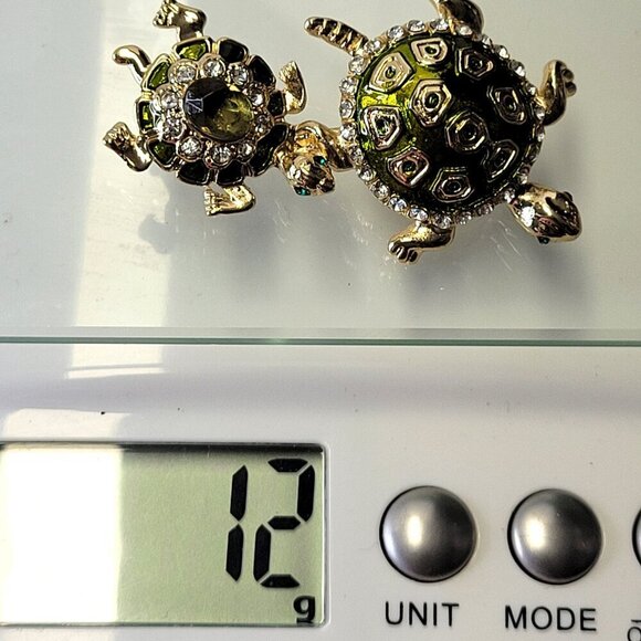 Tortoises Turtles Brooch Gold Tone Green Turtle Brooch - Picture 10 of 10